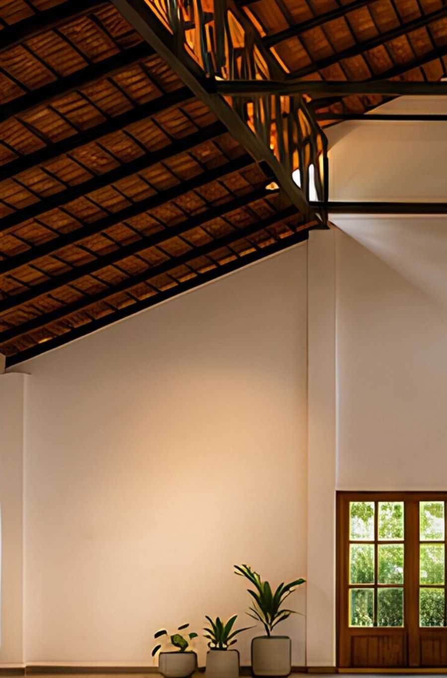 The tiled roof and warm interior of Terra Hall